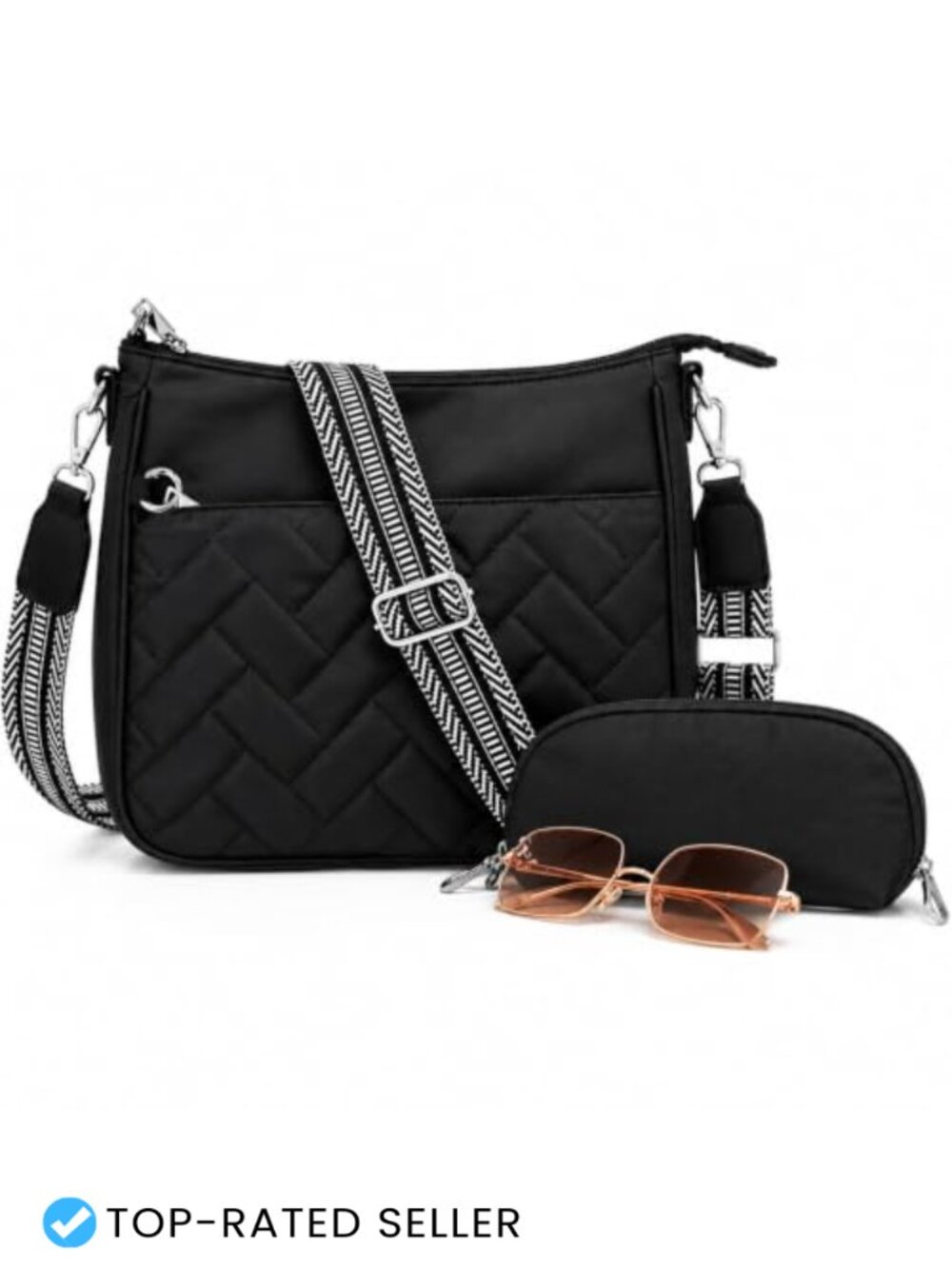 Quilted Nylon Crossbody Bag Anti Theft RFID Hobo Purse with Card Slots
